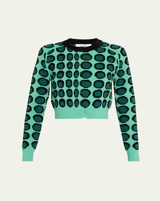 Wiggle Dot Jacquard Cropped Knit Cardigan